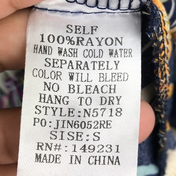 Kori America Navy Floral Pom Pom Boho Top- small - Picture 13 of 13